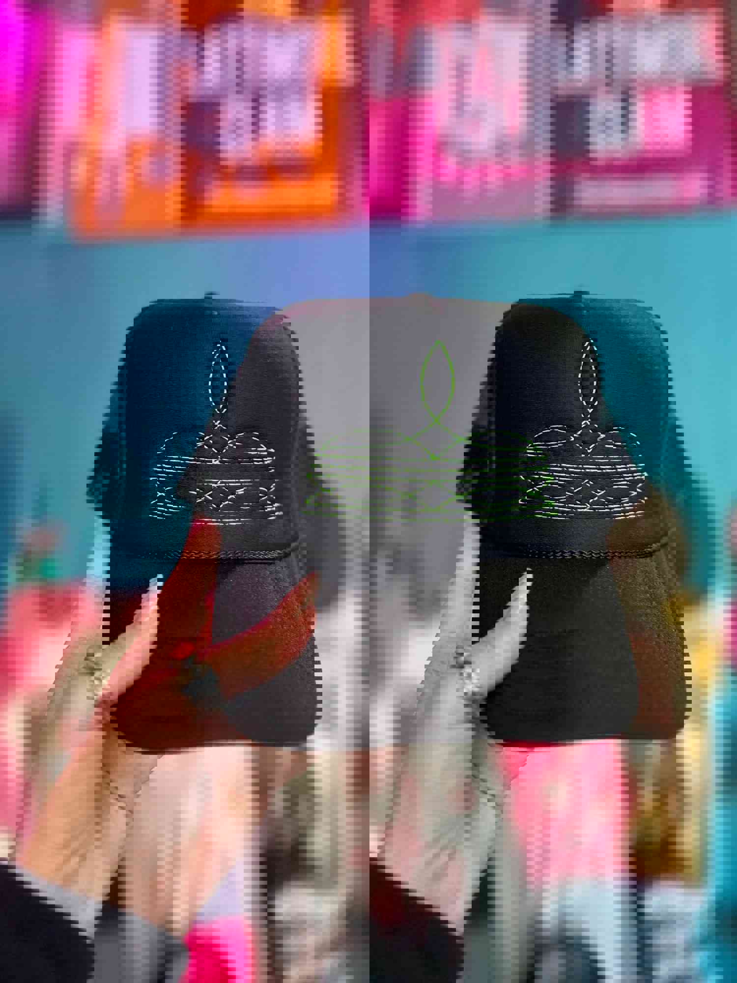 Embroidered Western Boot Stitch Black Trucker Hats (Made to Order)