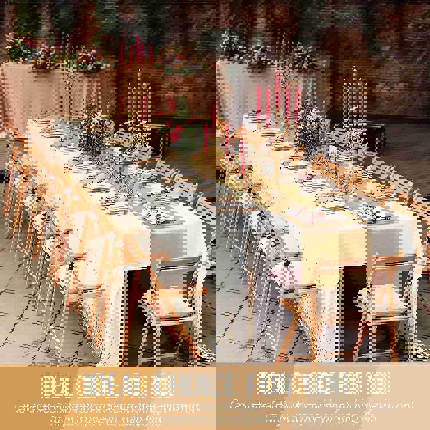 Disposable Plastic Tablecloth Rose Gold 6-Seat Table Cover 108 Inches Satin Table Runner for Wedding Party