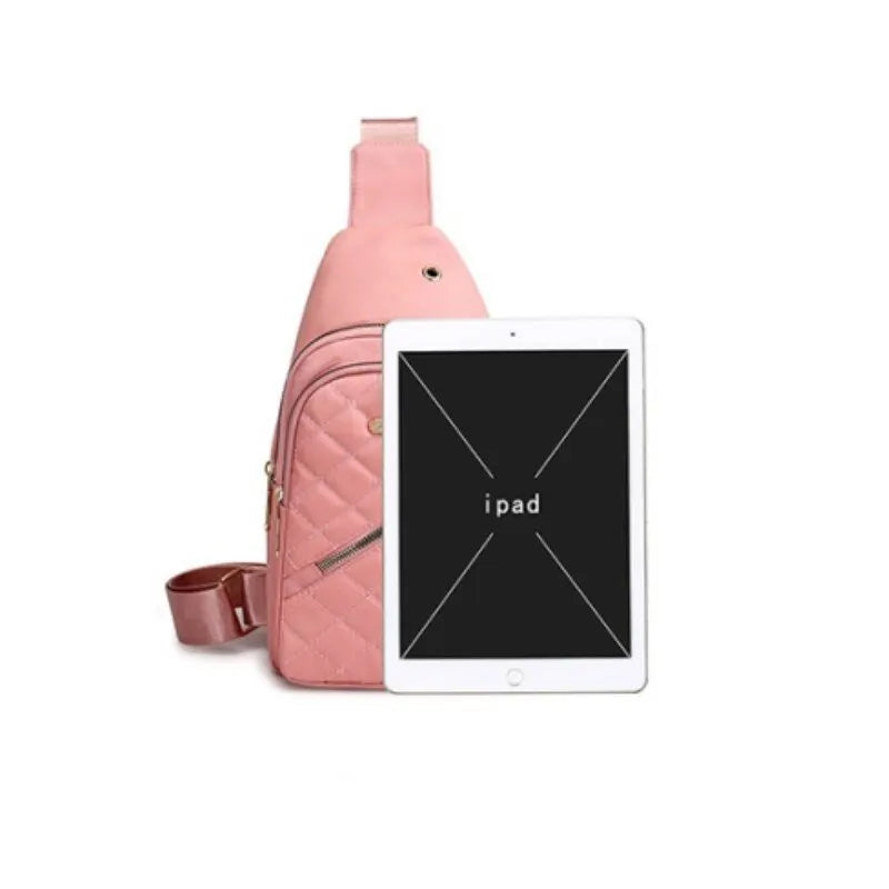 SRline Chest CrossBody Bag Composite Fabric Leisure Shoulder Bag for Women with Embroidered Design