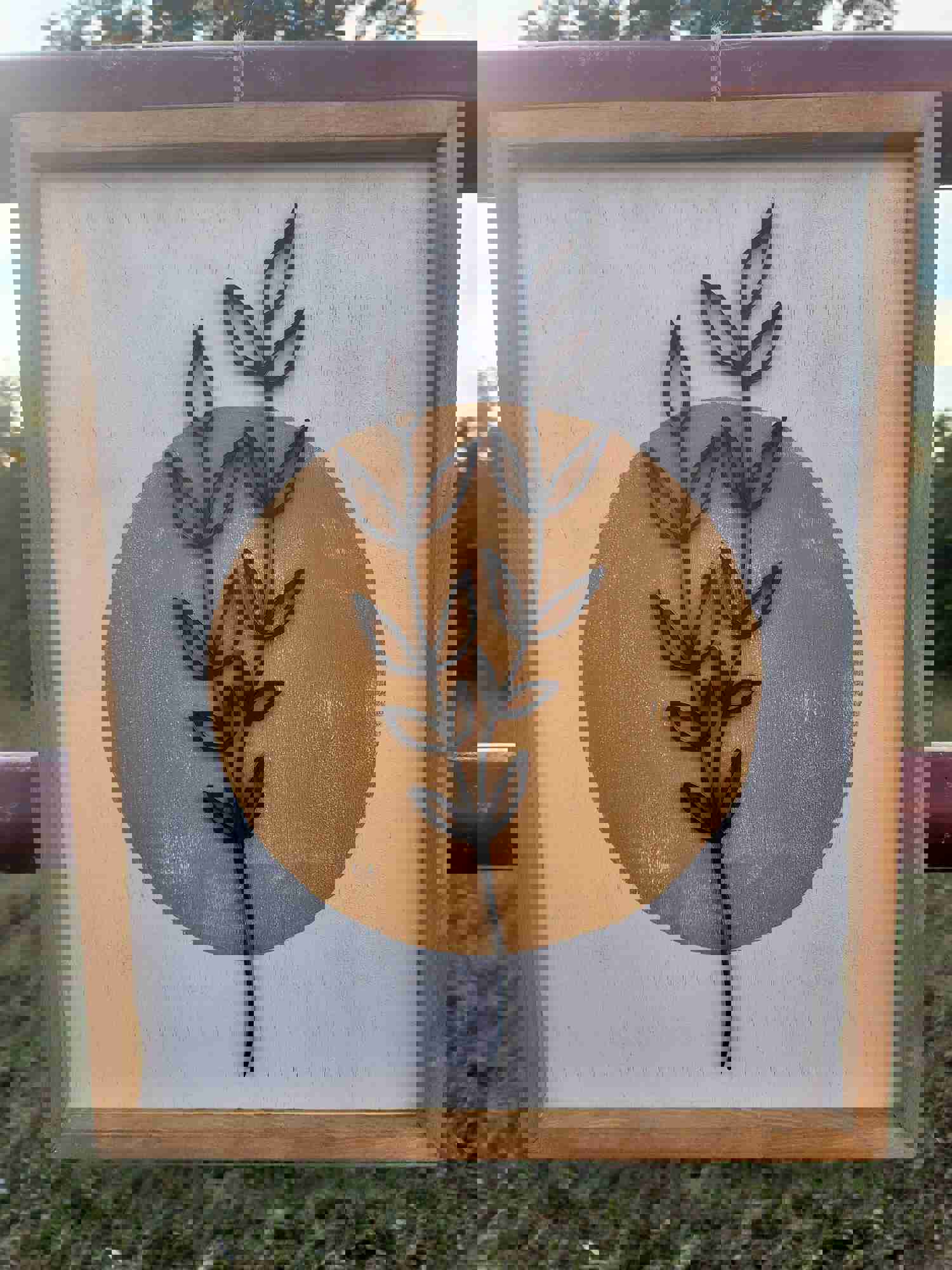 Boho Wood Flower Wall Art, Leaf Wood Wall Decor for Home
