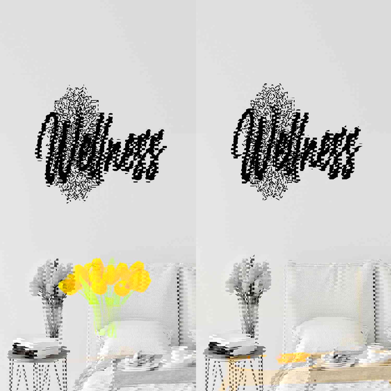Vinyl Wall Decal Wellness Lettering - Health Care Floral Art Stickers Mural (g9450)