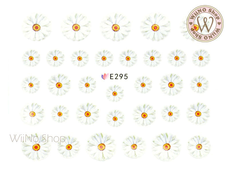E295 White Daisy Flower Adhesive Nail Sticker - 1 pc