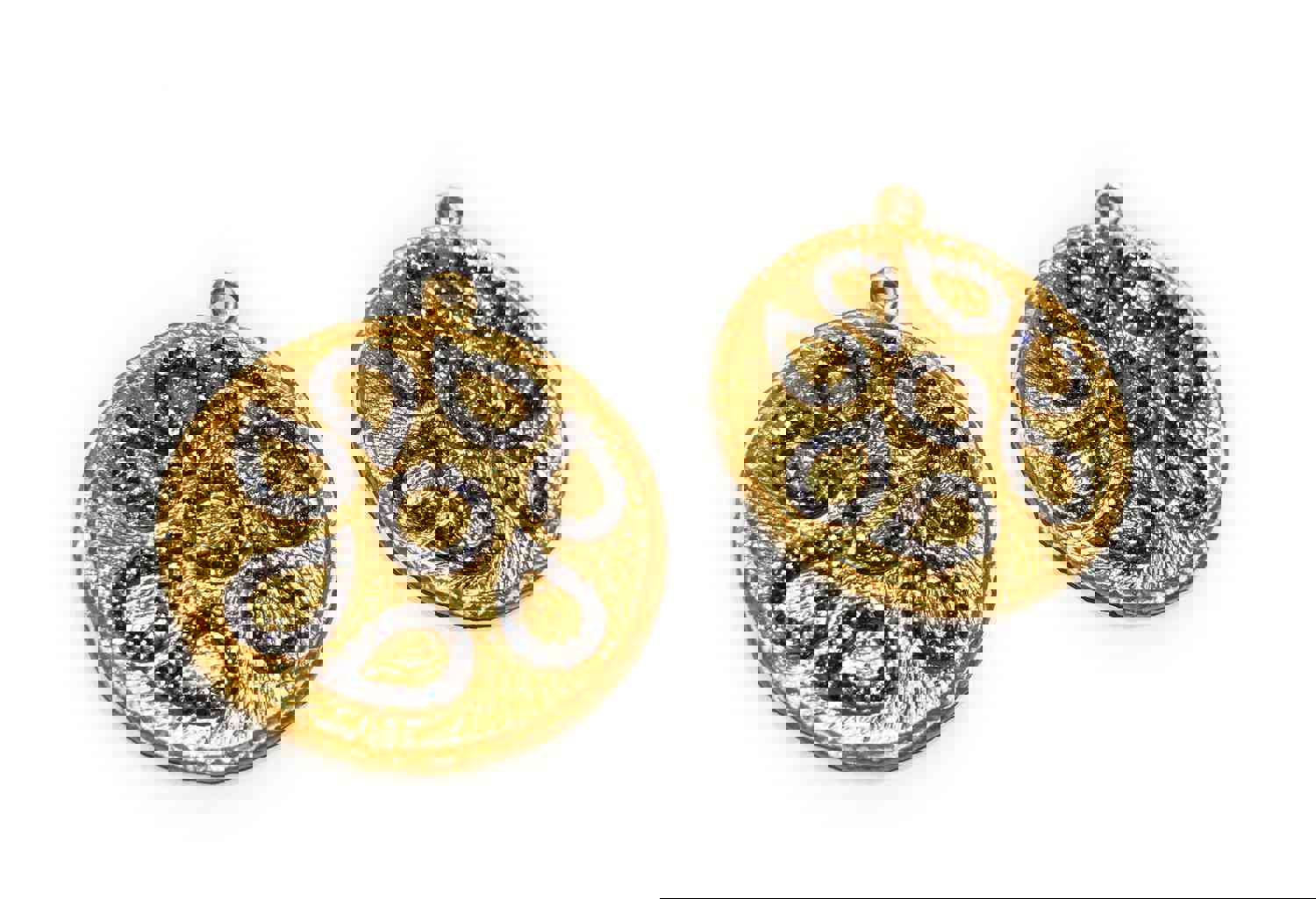 14K Gold Plated Large CZ Round Disc Charm for Jewelry Making