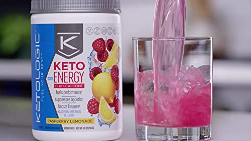 KetoLogic BHB Exogenous Ketones Drink Powder with Electrolytes and Caffeine - Raspberry Lemonade (30 Servings)