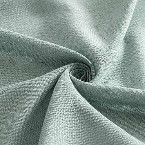 MIULEE Sea Green Linen Curtains 84 Inch Length for Bedroom Living Room, Soft Thick Linen Textured Window Drapes
