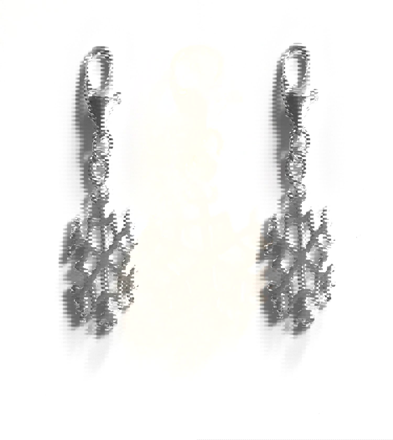 Silver Plated Snow Flake Christmas Clip On Charm for DIY Jewelry Making
