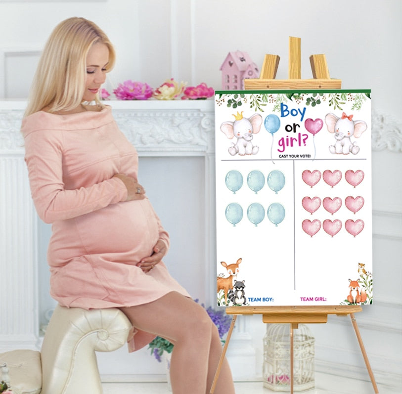 Gender Reveal Team Voting Game Poster Board With Stickers for Baby Shower and Birthday Party