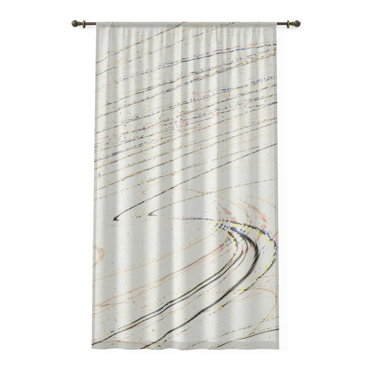 GLITCH SWIRL WHITE - SHEER Window Curtain