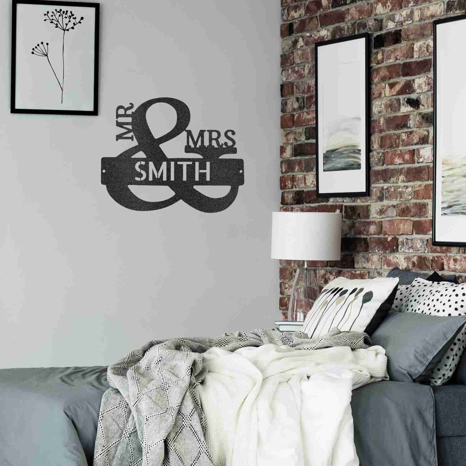 Personalized Mr. and Mrs. Monogram Metal Wall Decor - Wedding & Anniversary Gift