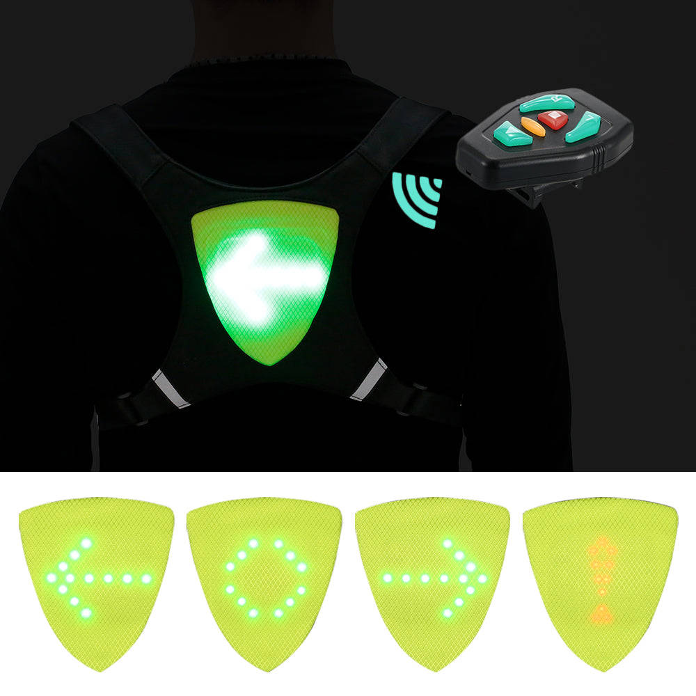 USB Rechargeable Reflective Vest Backpack with LED Turn Signal Light Remote Control for Cycling Safety