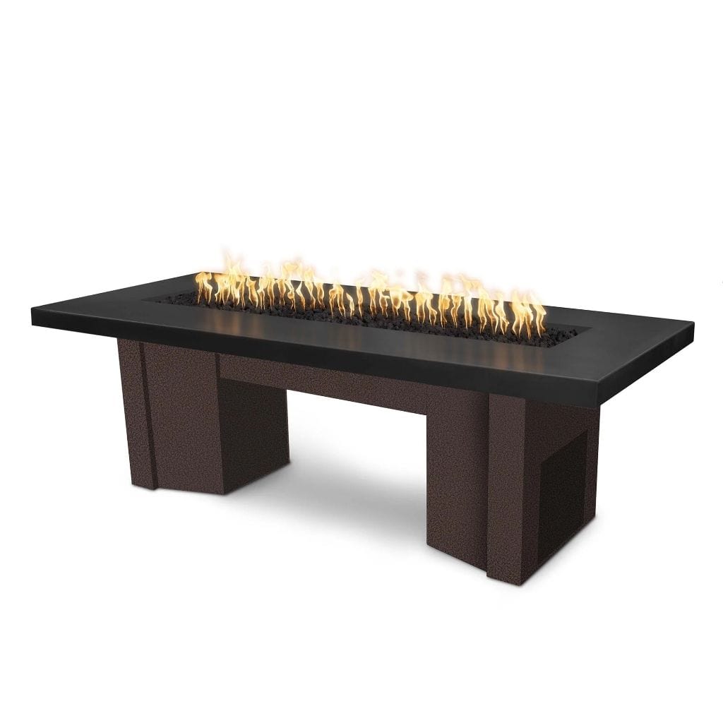 The Outdoor Plus 60 Alameda GFRC Smooth Concrete Top Rectangle Natural Gas Fire Pit Table - Match Lit
