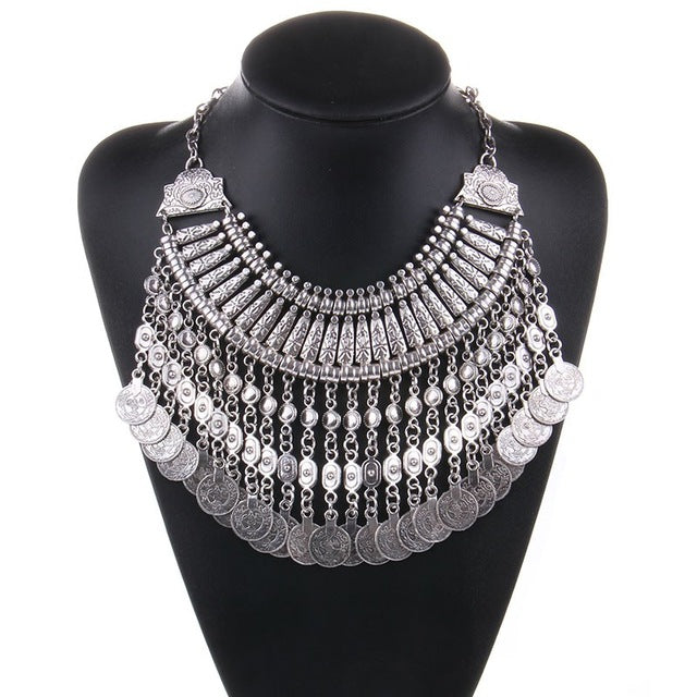 2017 Boho Antique Coin Necklace for Women - African Statement Tibetan Long Tassel Bohemian Jewelry