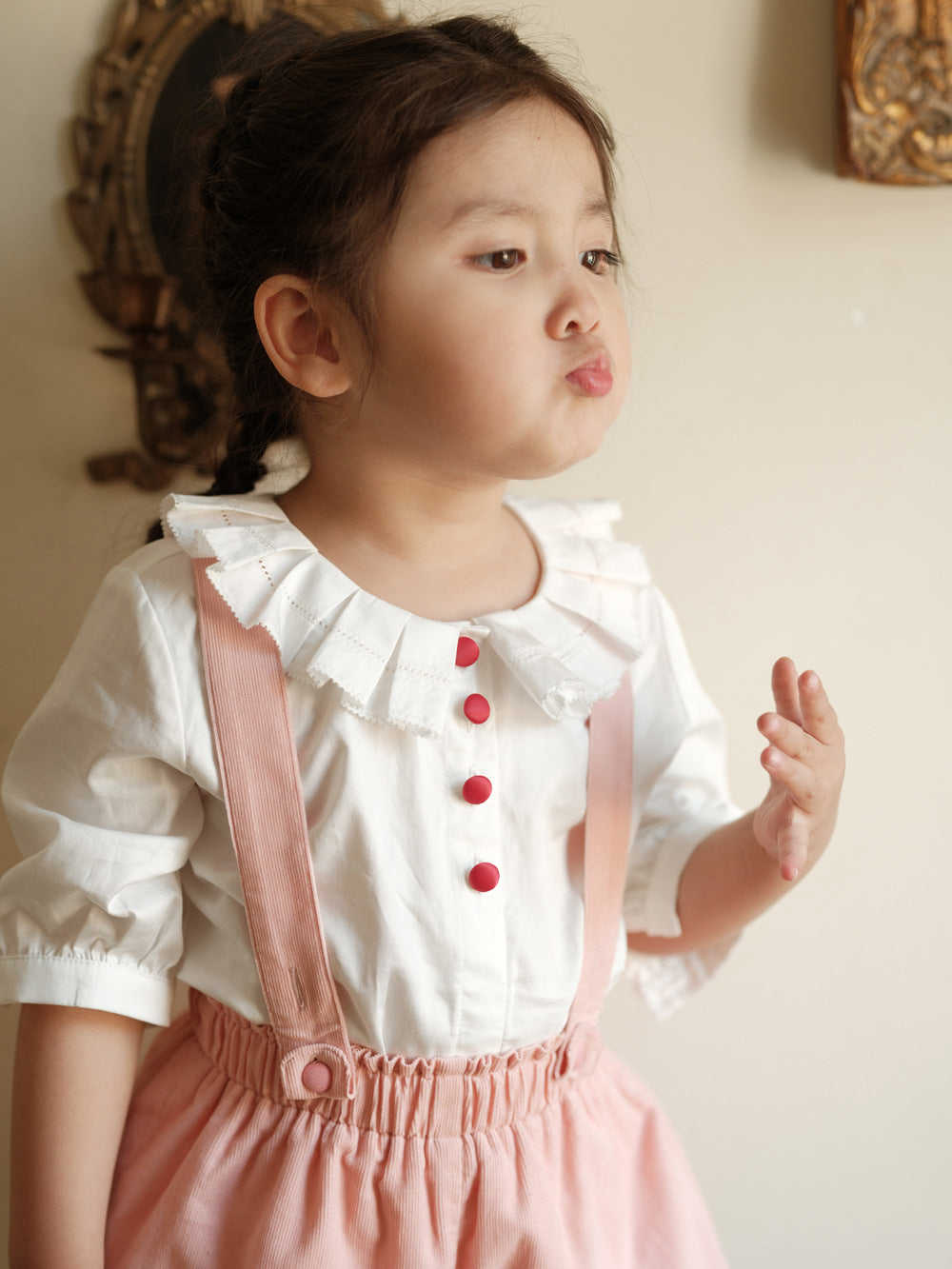 Girls Medium Sleeve Shirt and Shorts Two-Piece Set