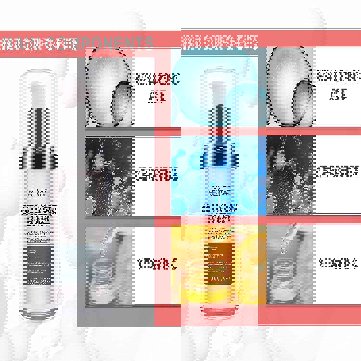 EELHOE Unisex Collagen Boost Anti-Aging Serum with Hyaluronic Acid