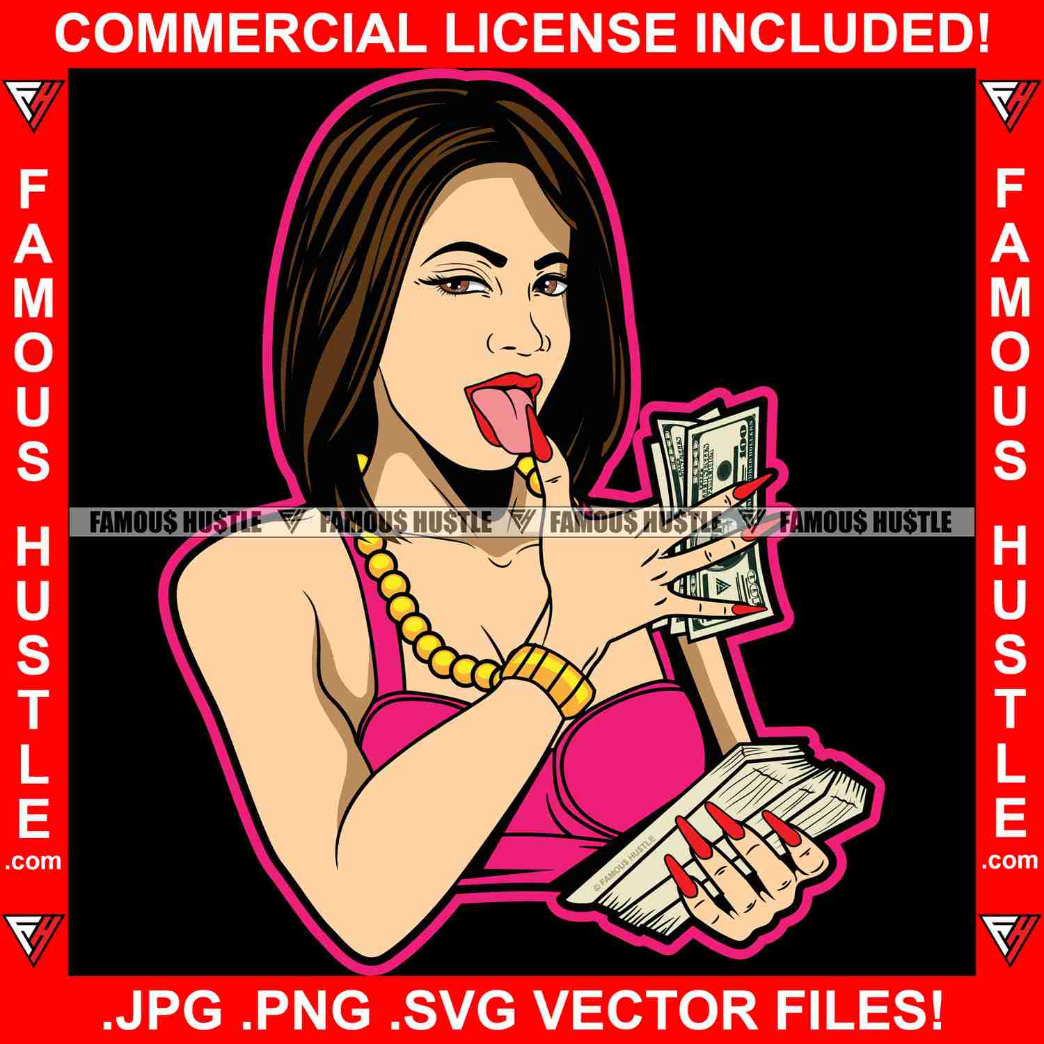 Hip Hop Gangster Woman Art Graphic Design T-Shirt Print Digital Download
