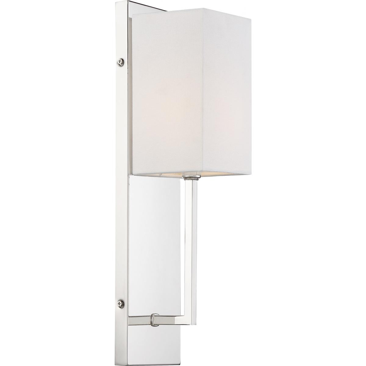 Vesey 1 Light Wall Sconce with White Linen Shade - Polished Nickel Finish