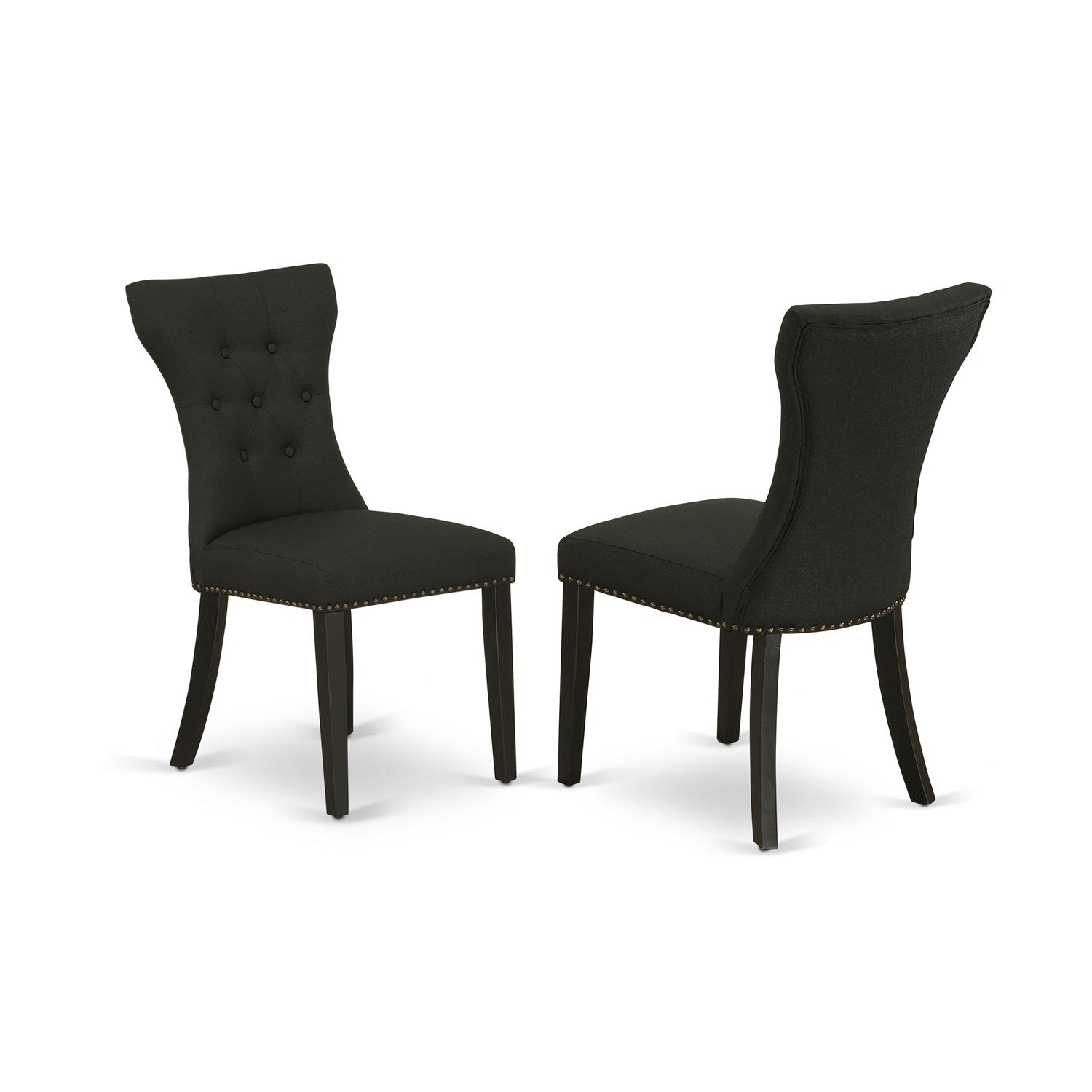 East West Furniture WEGA7-BLK-24 7-Piece Kitchen Table Set with 6 Black Linen Fabric Parsons Dining Chairs