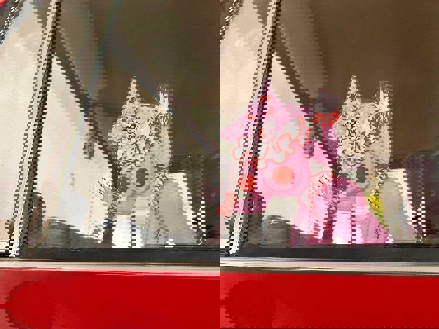 Bimbo the Clown Car Decal, Peeker Sticker - Fun and Playful Design