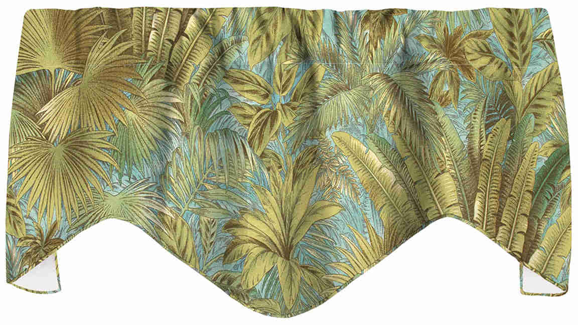 Tommy Bahama Fabric Beach Décor Green and Blue Valance Curtains for Kitchen or Living Room, 53 x 18