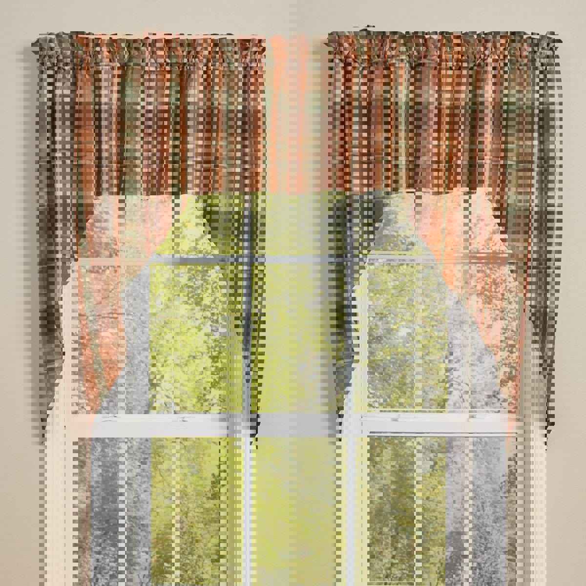 Woodbourne Swag Pair 36 Long Unlined Plaid in Brown, Rust, Tan and Green