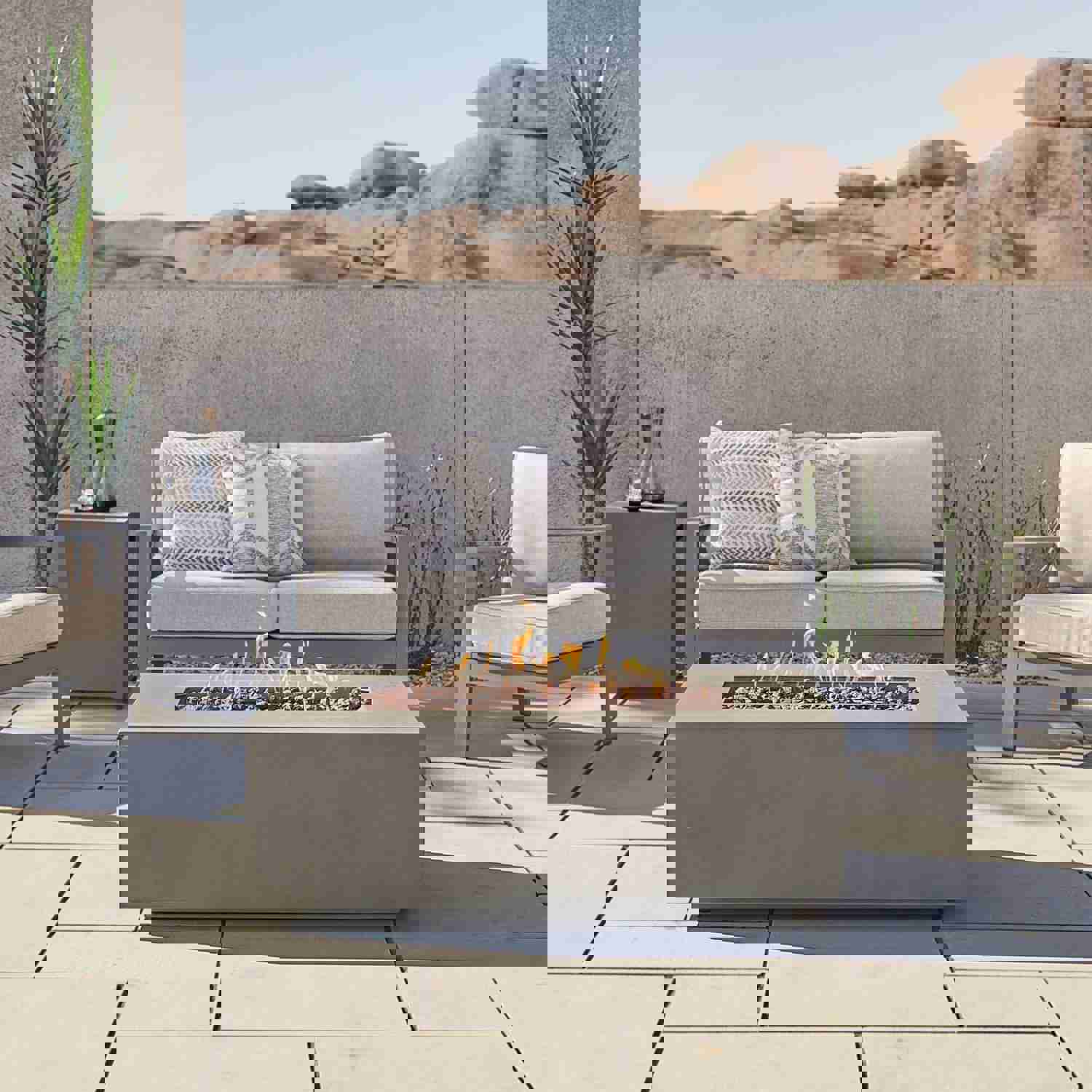 Real Flame Aegean 42 Rectangle Propane or Natural Gas Fire Pit Table
