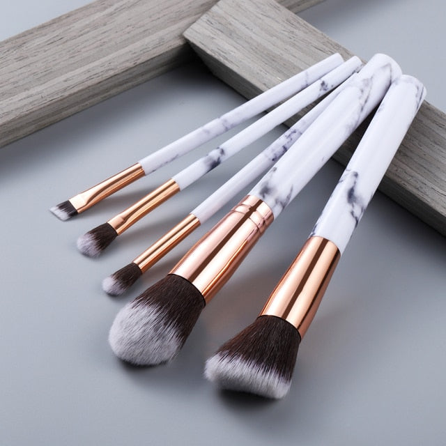 5pcs Marbling Makeup Brushes Set for Foundation, Blush, and Eyeshadow