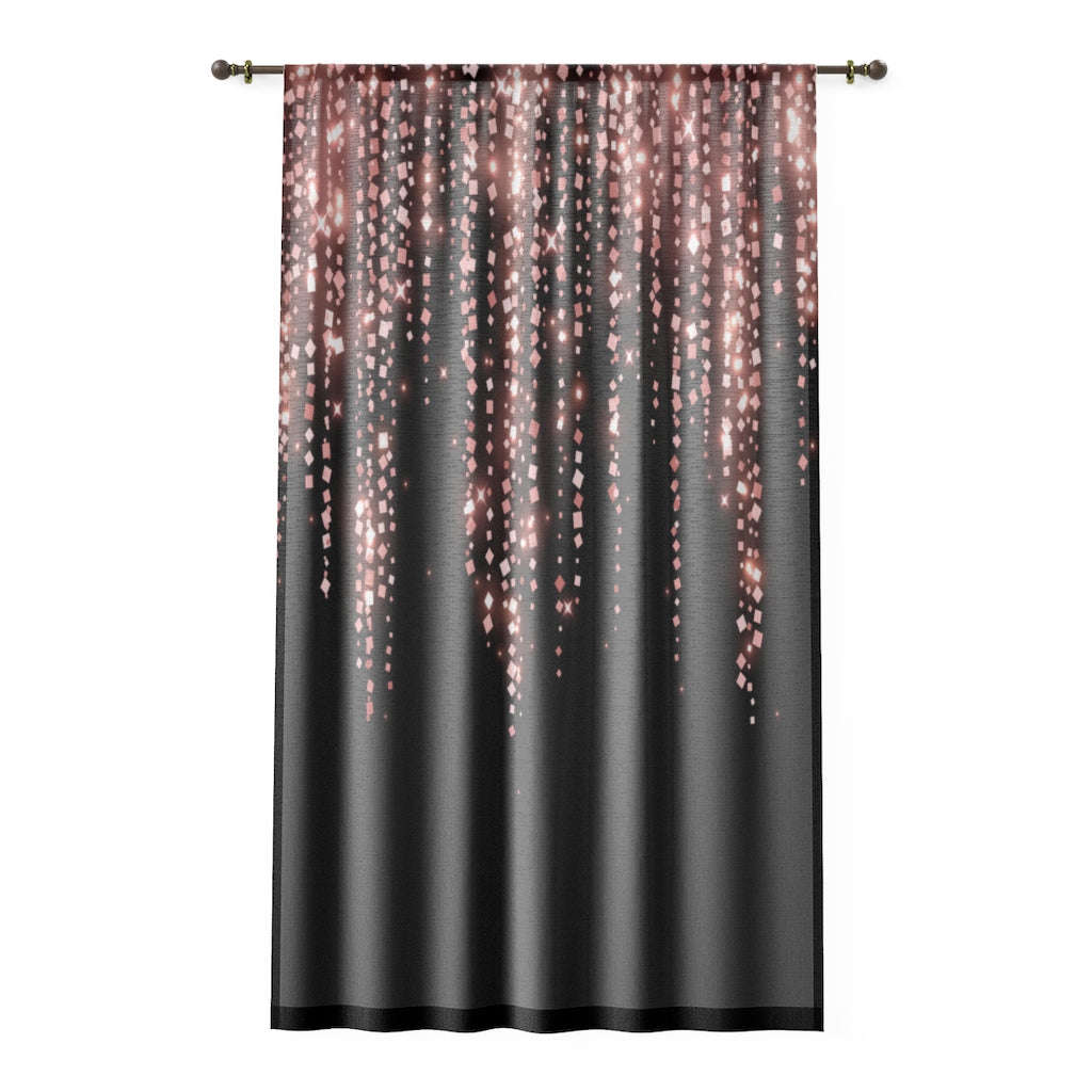 PINK SEQUIN FRINGE PRINT - SHEER Window Curtain