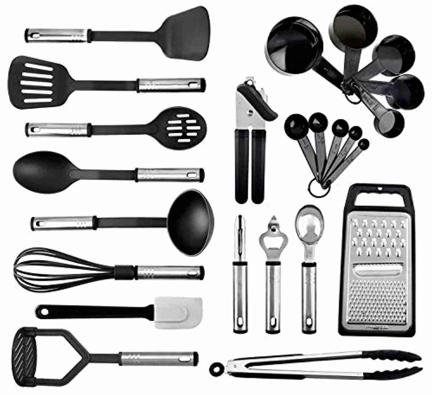 24-Piece Nylon Stainless Steel Kitchen Utensils Set - Non-Stick & Heat Resistant Cookware Collection