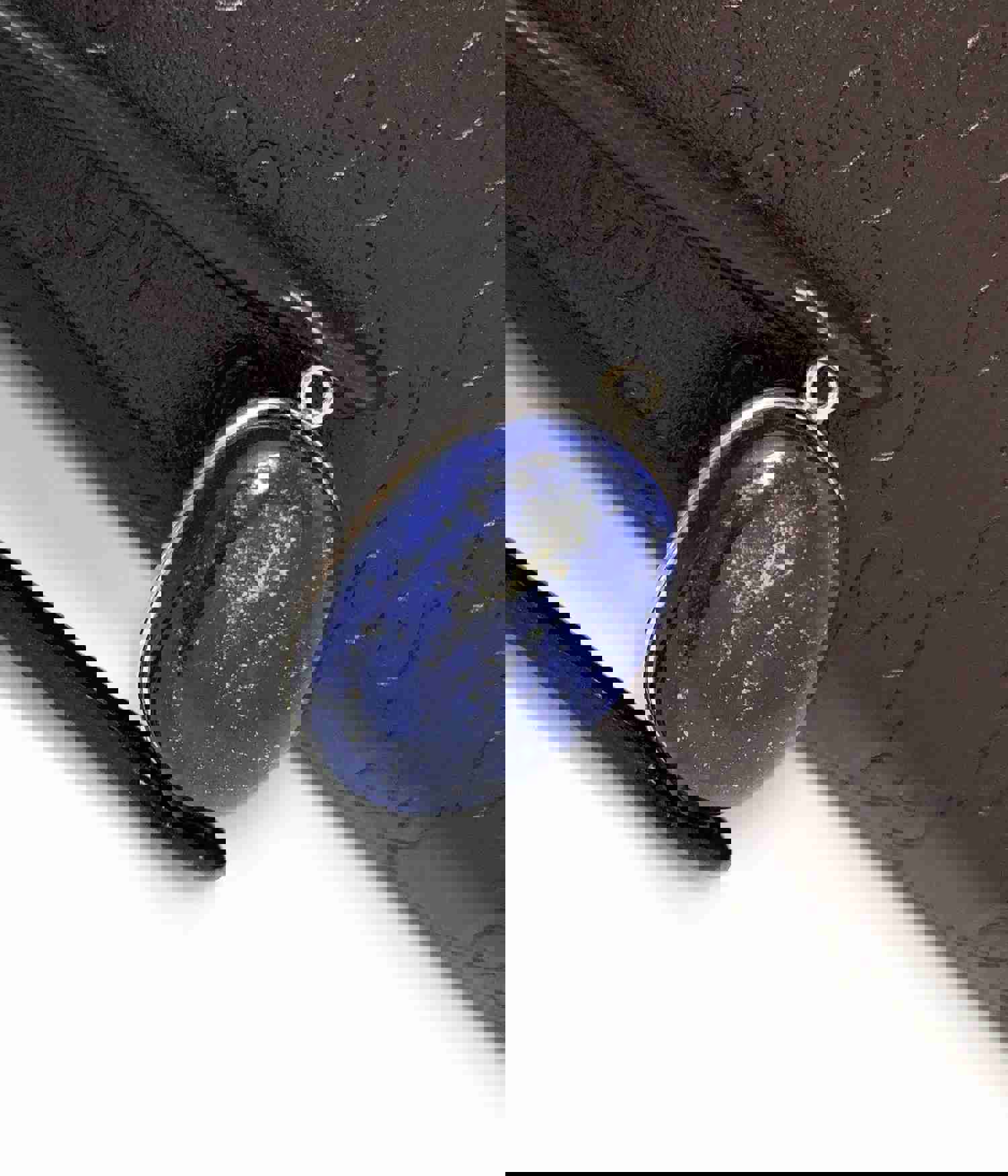 Lapis Lazuli Gemstone Charm for DIY Jewelry Making, 24x15.75mm, Sterling Silver