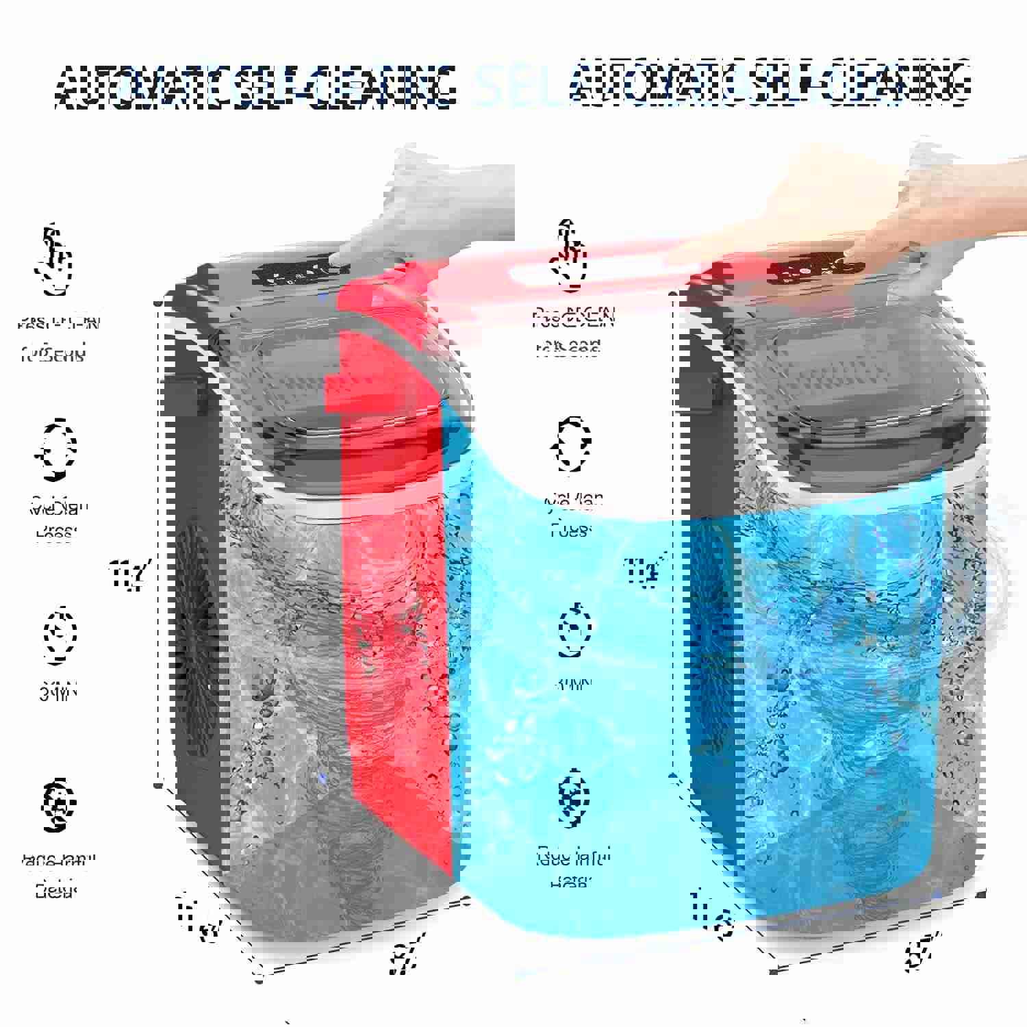 Joy Pebble Portable Ice Maker Machine, 26 Lbs/24H, Fast 6-Min Ice Making, Self-Cleaning, with Scoop & Basket (Red)