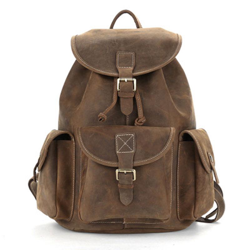 Cool Leather Men's Travel Backpack - Durable Waxed Canvas School Backpack