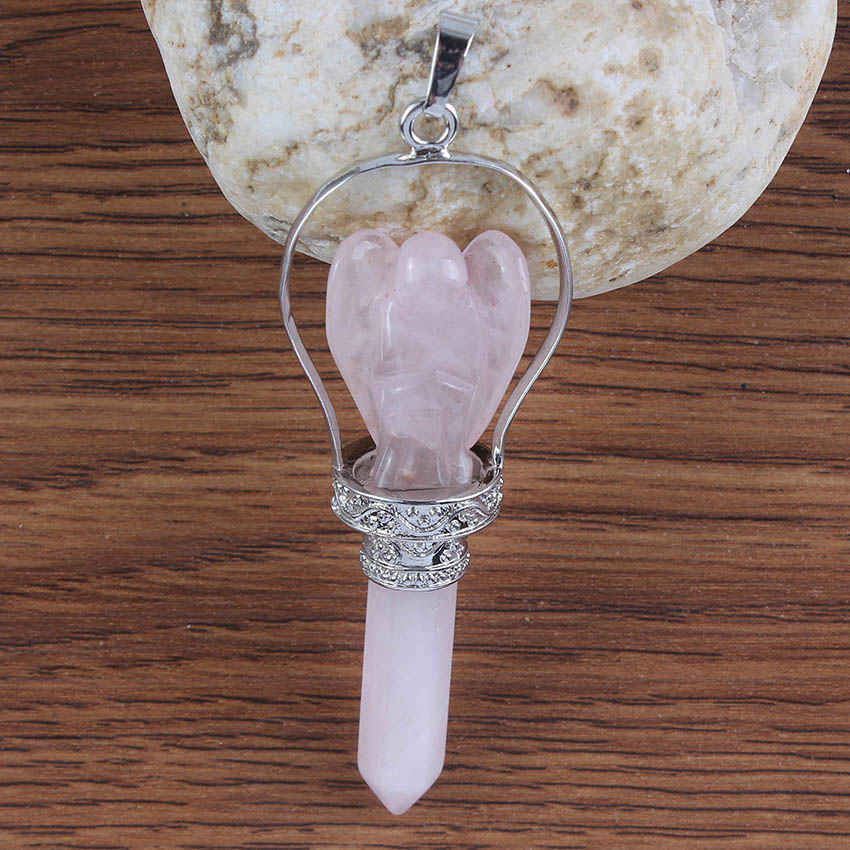Natural Gnergy Gemstone Healing Crystal Hexagonal Angel Pendulum Pendant