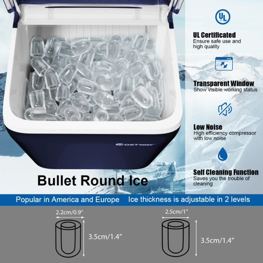 44 lbs Portable Countertop Ice Maker Machine with Scoop - Navy