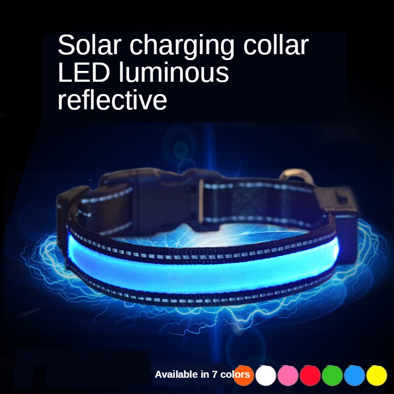 Solar Luminous Dog Collar - USB Charging Flash Pet Collar with Nylon Mesh