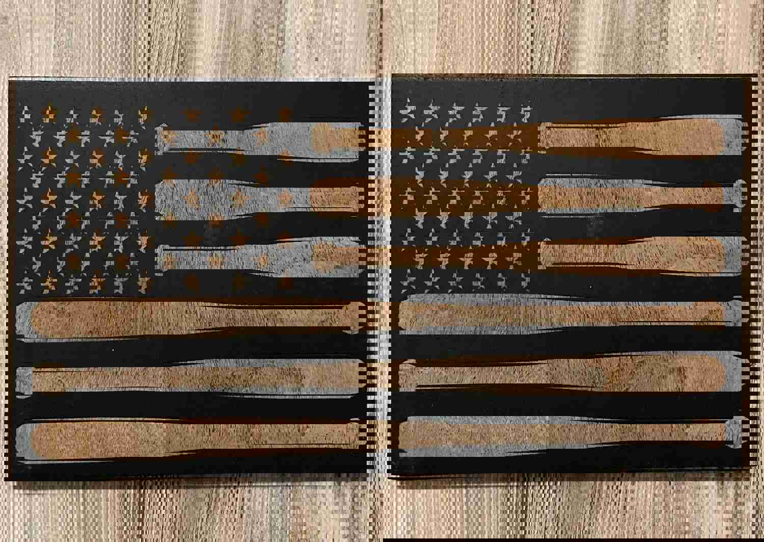 Baseball Bat Wood Flag - MLB Inspired American Flag Decor for Man Cave