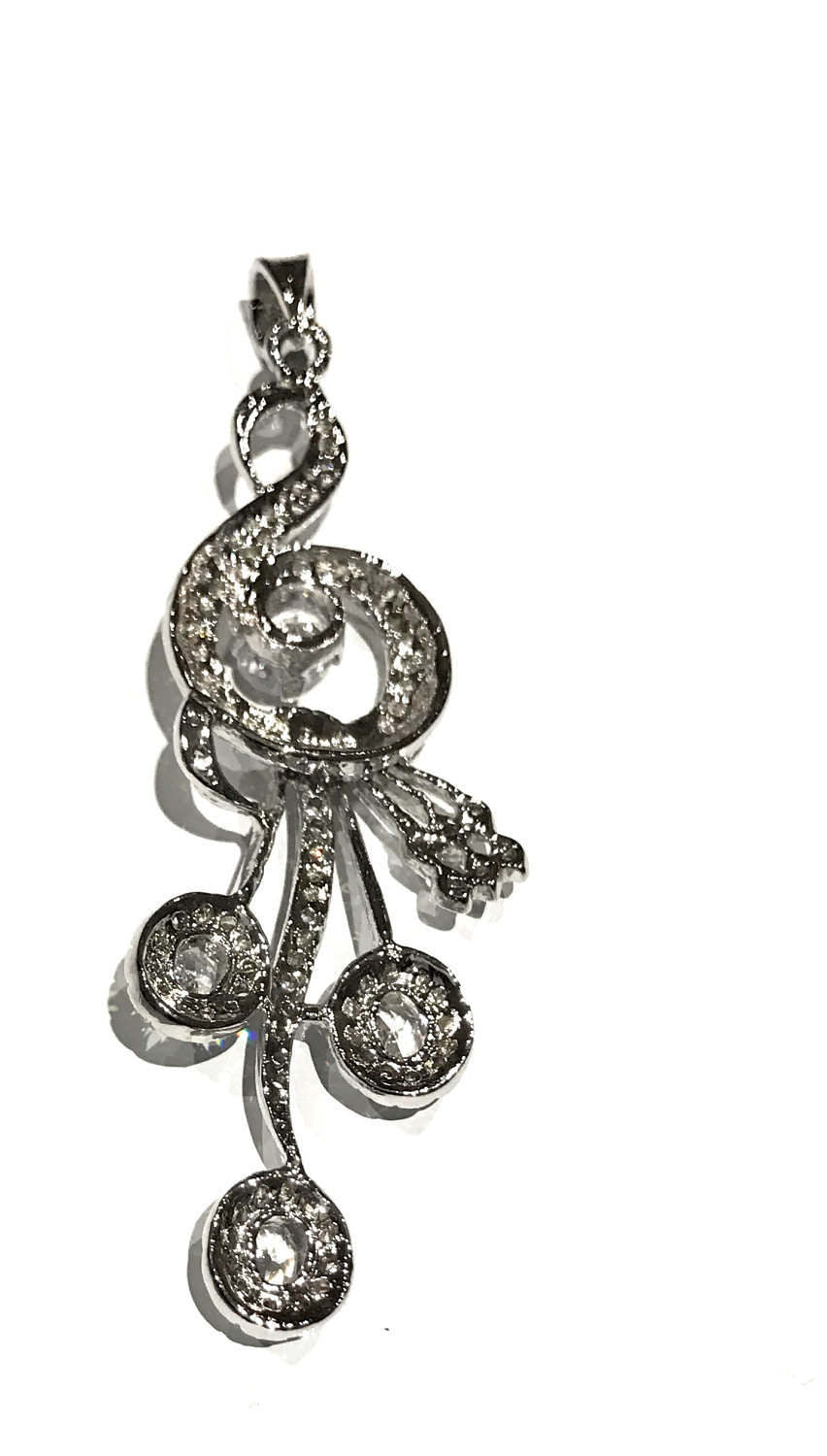 Large Silver Tone Brass Designer Pendant for Jewelry Making