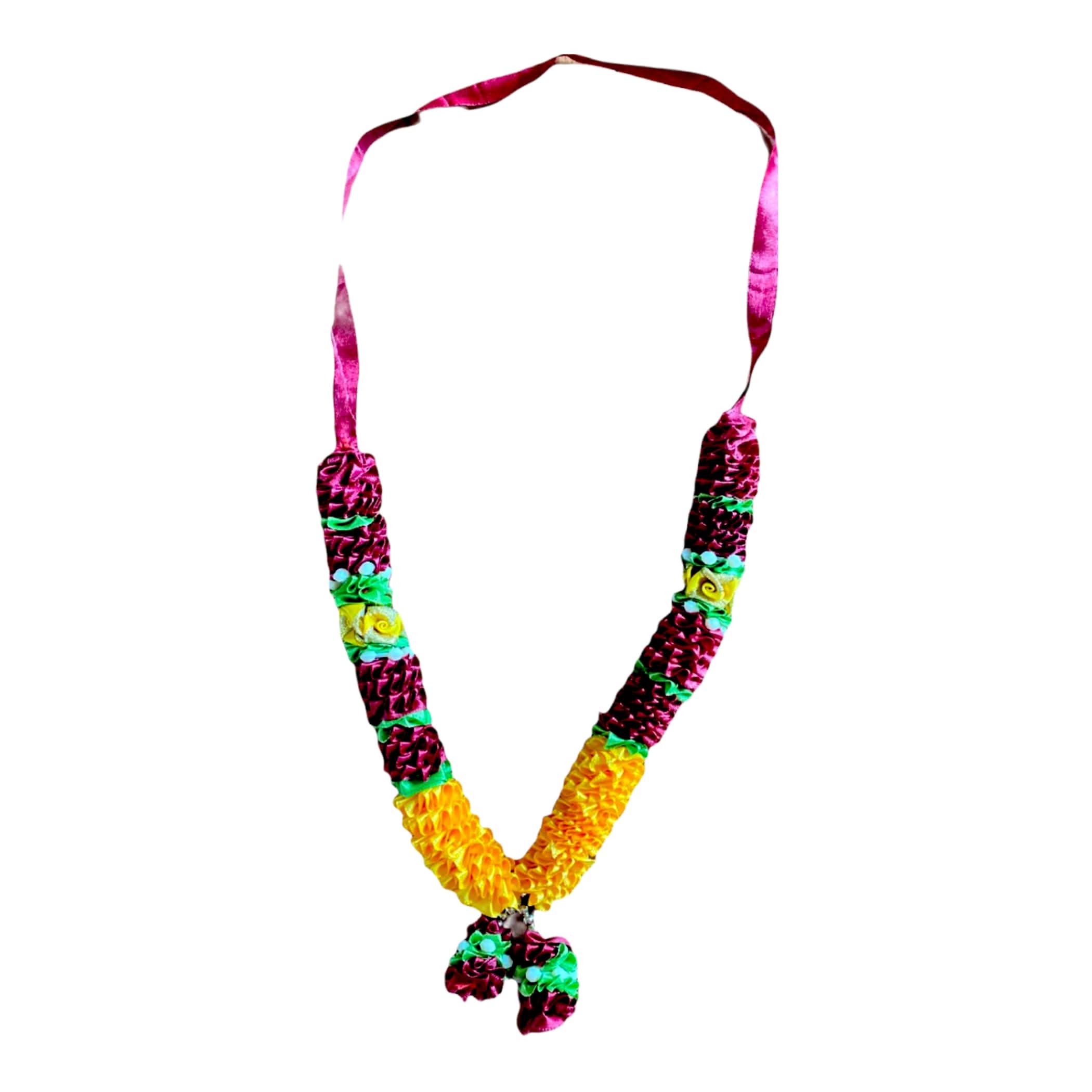 Indian Garland Haar Mala - 18 Inch Satin Flower Mala for God/Goddess Idol Pooja and Temple Decor