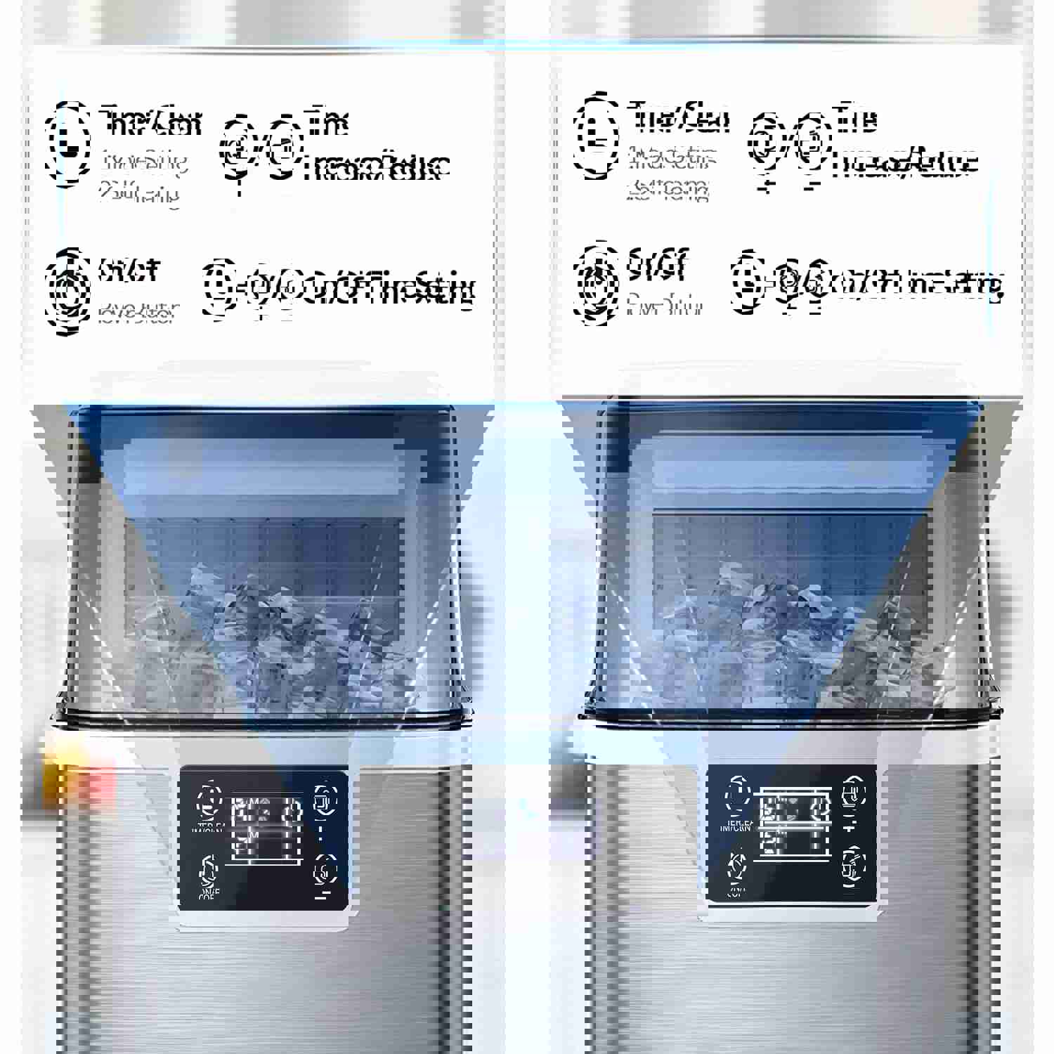 Portable Electric Countertop Ice Maker Machine with LCD Display, 44Lbs/24H, Self-Clean, Silver