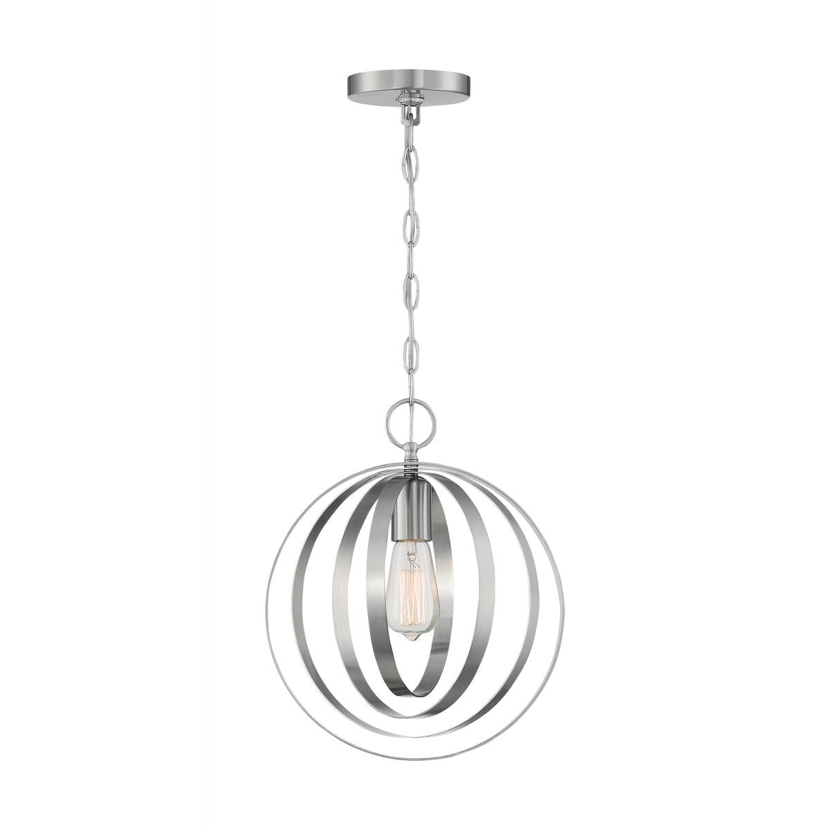 Pendleton Brushed Nickel 1-Light Pendant with Glam Style
