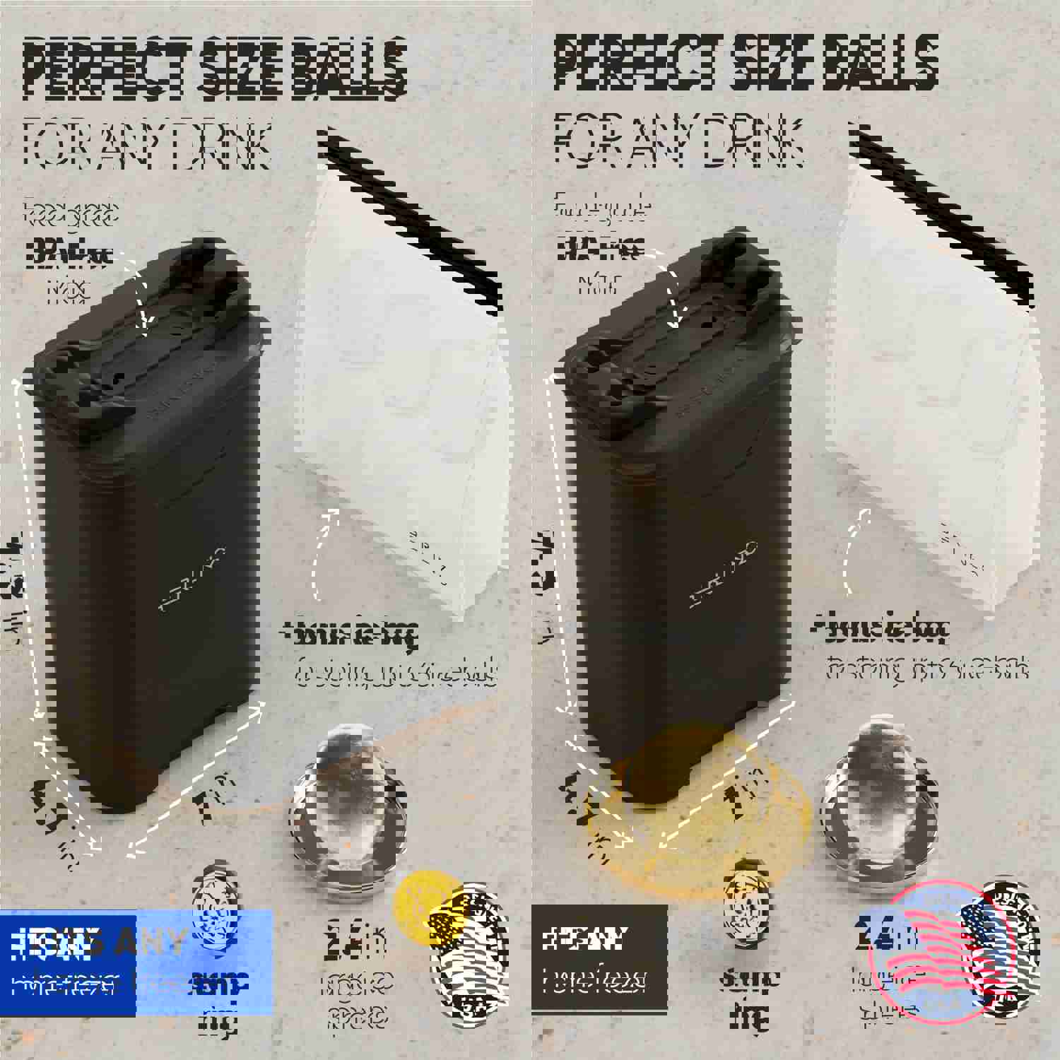 Berlinzo Premium Clear Ice Ball Maker [2024 Upgraded] - 2 Large 2.4-inch Crystal Clear Ice Balls for Whiskey Cocktail