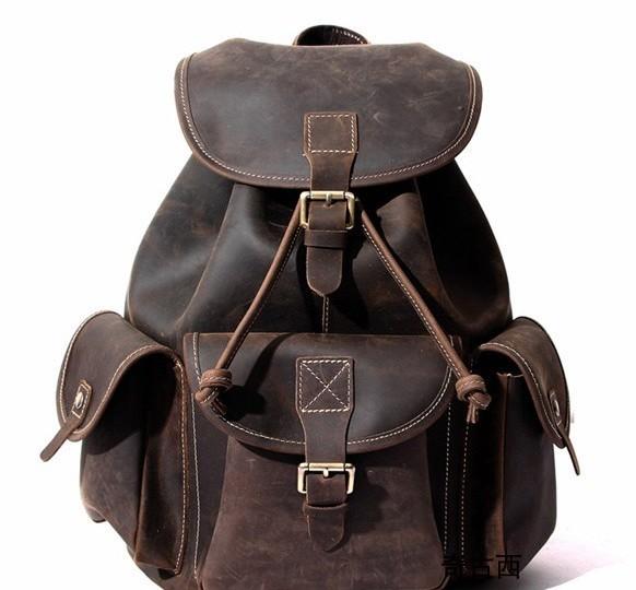 Cool Leather Men's Travel Backpack - Durable Waxed Canvas School Backpack
