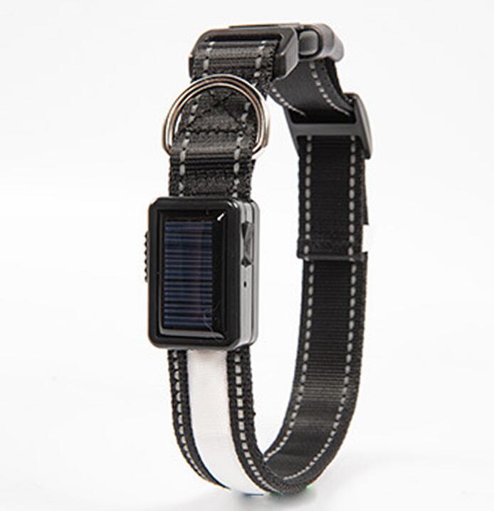 Solar Luminous Dog Collar - USB Charging Flash Pet Collar with Nylon Mesh