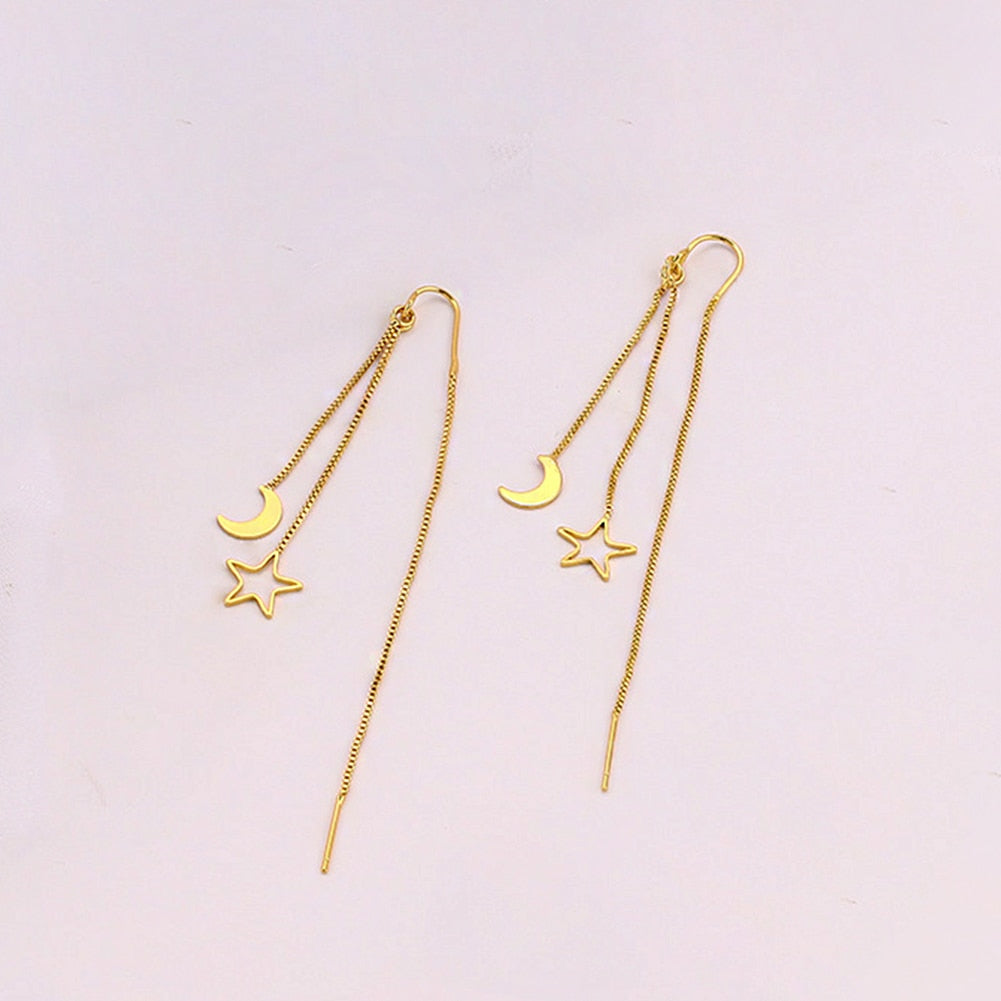 New Fashion Korean Chain Tassel Drop Earrings for Women - Retro Silver Color Hanging Earrings