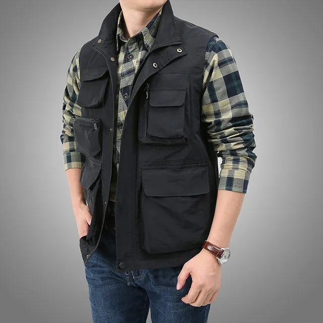 Summer Outdoor Photographer Waistcoat - Men's Tactical Vest with Multiple Pockets