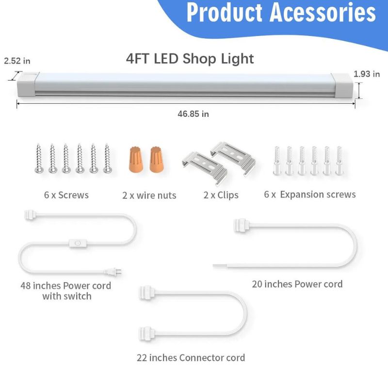 4ft LED Tri-proof Light - 36W, Dual Color (4000K & 5000K), 3600LM, Flicker-Free, Energy Efficient