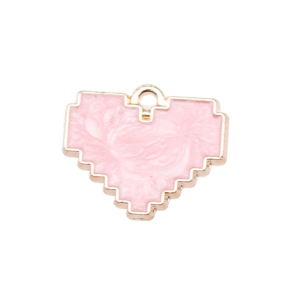 10pcs 15.5x18.6mm 5 Colors Enamel Mosaic Heart Charms Pendant for DIY Jewelry Making