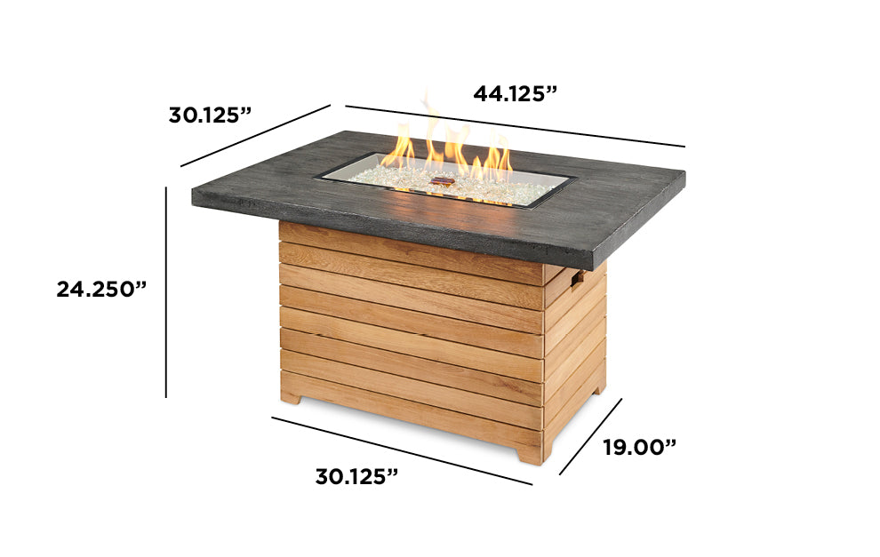 Outdoor GreatRoom Darien Rectangular Gas Fire Pit Table