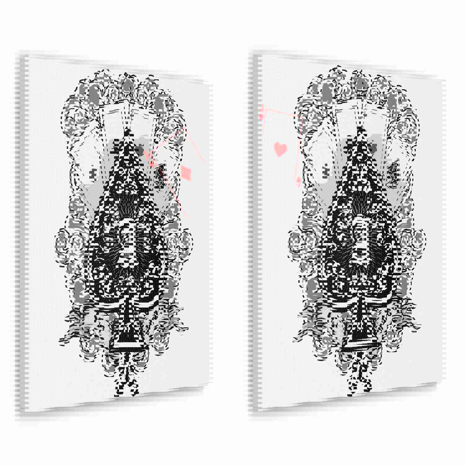 Gothic Coat Of Arms Ace Of Spades Playing Card Canvas Wall Art - Ready-to-Hang Home Decor