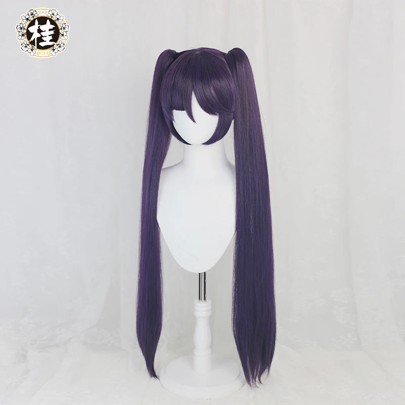 UWOWO Mona Megistus Cosplay Wig - Genshin Impact Astral Reflection 90cm Purple Twin Tail Wig