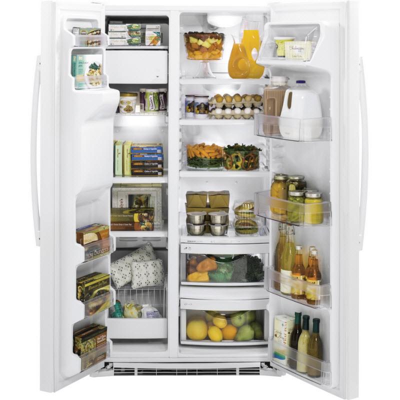 GE 36-inch, 21.9 cu. ft. Counter-Depth Side-by-Side Refrigerator with Ice and Water GZS22DGJWW